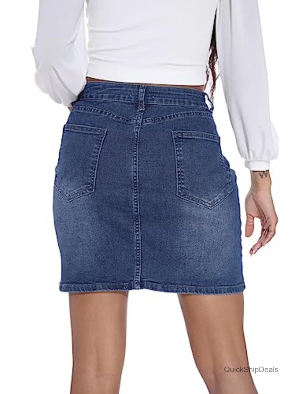 Women's Stretch High Waisted Denim Mini Skirt Slim Fit Pencil Jean Skirt with